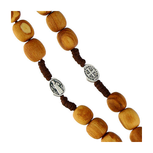 Rosario Medjugorje legno olivo croce metallo 3