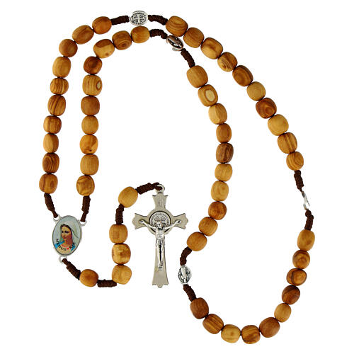 Rosario Medjugorje legno olivo croce metallo 4