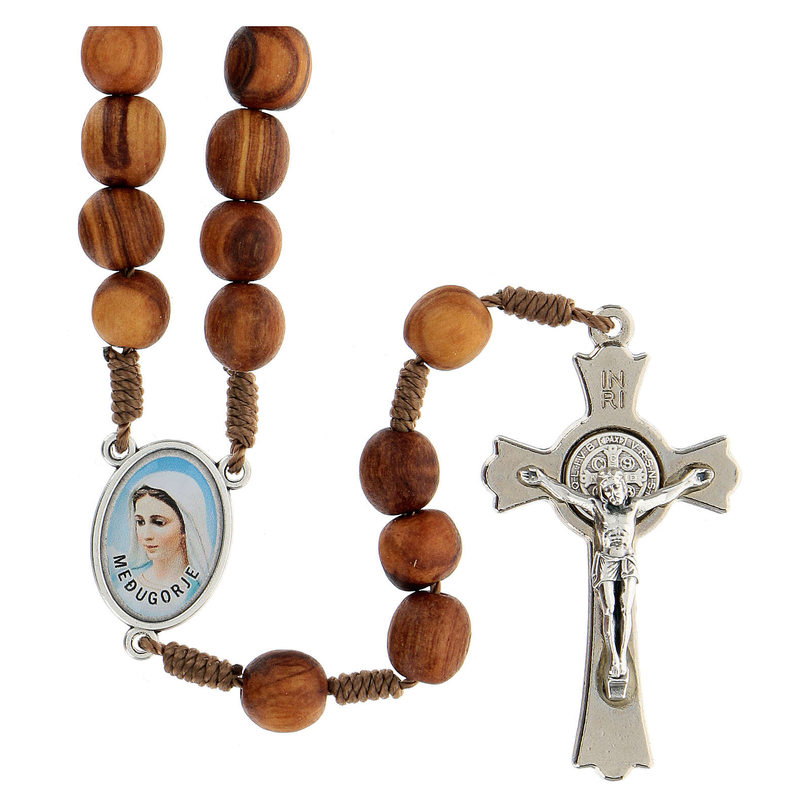 Rosary, grains in Medjugorje olive wood and metal cross | online sales ...