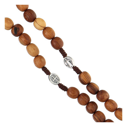 Rosary, grains in Medjugorje olive wood and metal cross 3