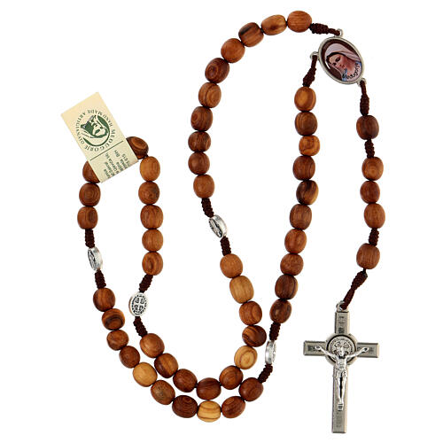 Rosary, grains in Medjugorje olive wood and metal cross 4