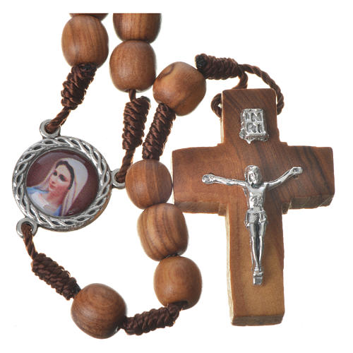 Rosary with grains in Medjugorje olive wood, Holy Spirit medal 1