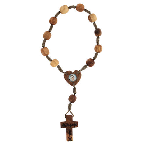 Medjugorje one-decade rosary in olive wood 4