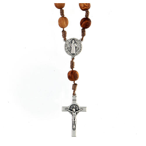 Chapelet Dizainier En Bois D'olivier De Terre Sainte - Croix Avec Colombe, Grains De 8 Mm - Artisanat De Jérusalem