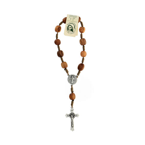 Medjugorje one-decade rosary in olive wood, metal cross 4