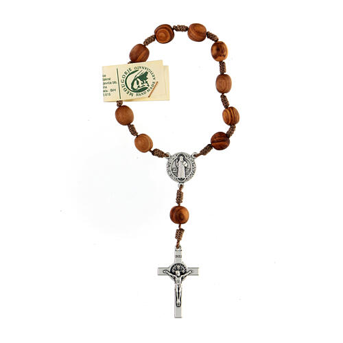 Medjugorje one-decade rosary in olive wood, metal cross 1