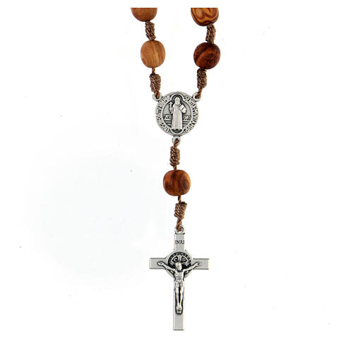 Medjugorje one-decade rosary in olive wood, metal cross 2