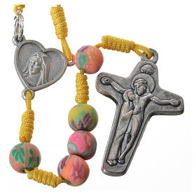 Rosaries and rosary holders: Rosary in yellow fimo, 6mm with Medjugorje soil