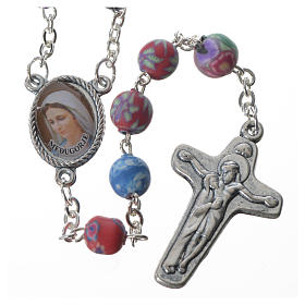 Rosary in multicoloured fimo, 6mm with Medjugorje soil