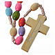 Rosary in Medjugorje wood with multicoloured grains s1