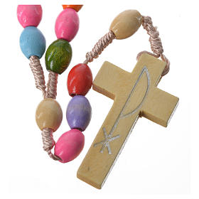 Rosary in Medjugorje wood with multicoloured grains