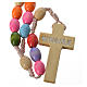 Rosary in Medjugorje wood with multicoloured grains s2