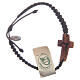 Bracelet with cord and cross in Medjugorje olive wood s1