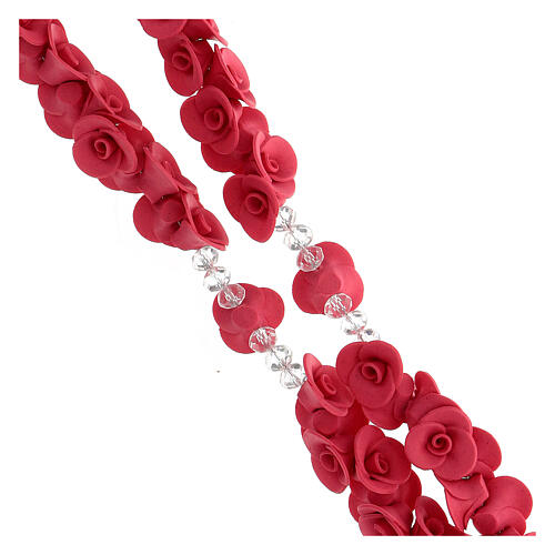 Medjugorje rosary with roses, Murano glass cross 3