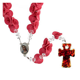 Rosario Medjugorje rosas cruz vidrio Murano