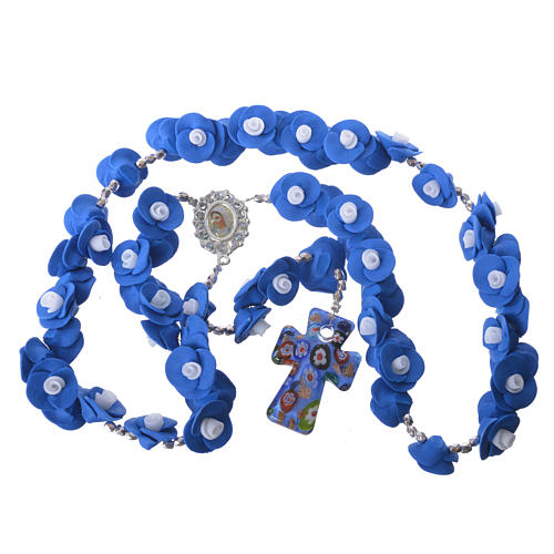 Medjugorje rosary with blue roses, Murano glass 4