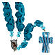 Medjugorje rosary with light blue roses, Murano glass s1