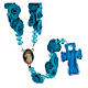 Medjugorje rosary with light blue roses, Murano glass s2