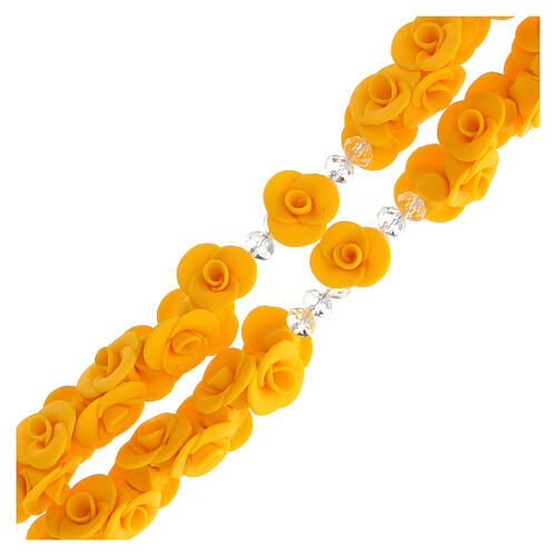 Medjugorje rosary with yellow roses, Murano glass 3