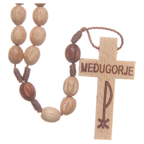 Rosary in Medjugorje wood with natural grains 1