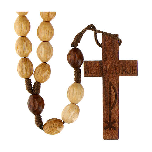 Rosary in Medjugorje wood with natural grains 1