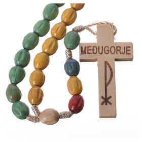 Rosary in Medjugorje wood with coloured grains