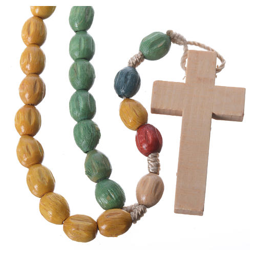Rosary in Medjugorje wood with coloured grains 2