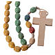 Rosary in Medjugorje wood with coloured grains s2