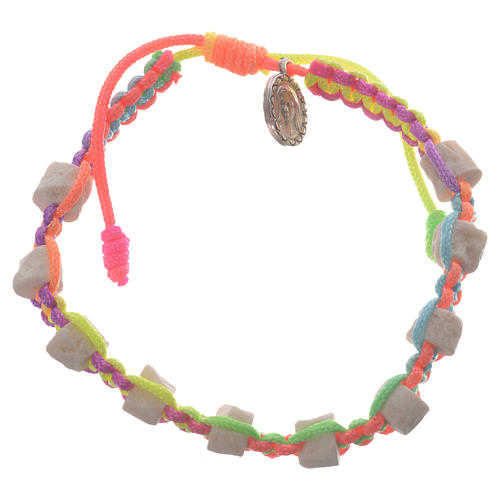 Single decade Medjugorje bracelet with multicoloured cord and stone grains 1