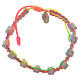 Single decade Medjugorje bracelet with multicoloured cord and stone grains s1