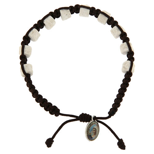 Pulseira dezena Medjugorje castanho e pedra 1
