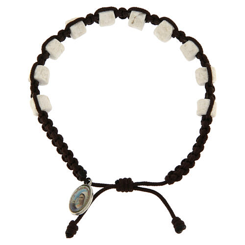 Pulseira dezena Medjugorje castanho e pedra 2