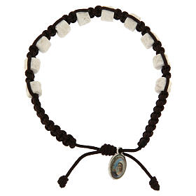 Single decade Medjugorje bracelet with brown cord and stone grains