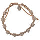 Single decade Medjugorje bracelet with beige cord and stone grains s1