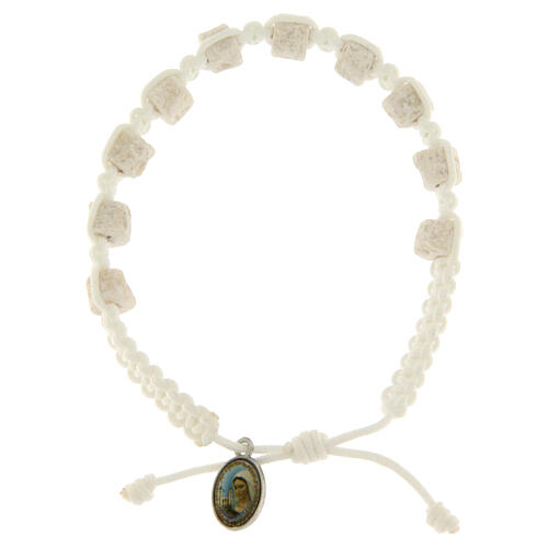 Bracciale decina Medjugorje bianco e sasso 1