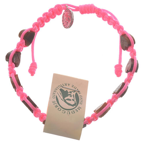 Armband Medjugorje Herz Perlen und Band rosa 1