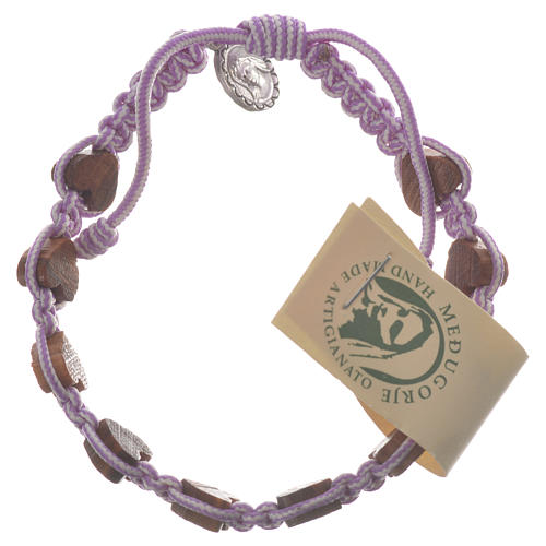Armband Medjugorje Herz Perlen und Band violett 1