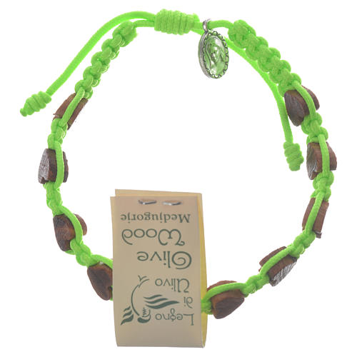 Medjugorje bracelet heart shape olive wood green 1