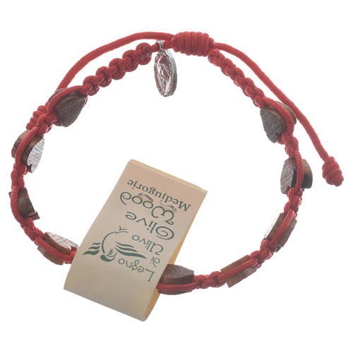 Medjugorje bracelet heart shape olive wood red 1