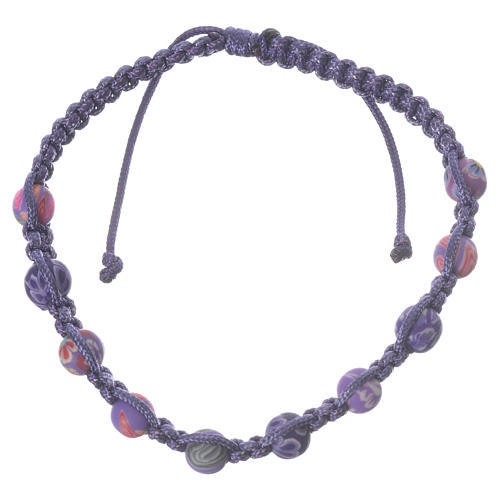 Medjugorje bracelet in fimo purple 1