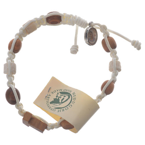 Medjugorje bracelet in olive wood Tau white 1