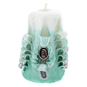 Cruzes e Ímanes: Vela Medjugorje verde 8x4,5 cm