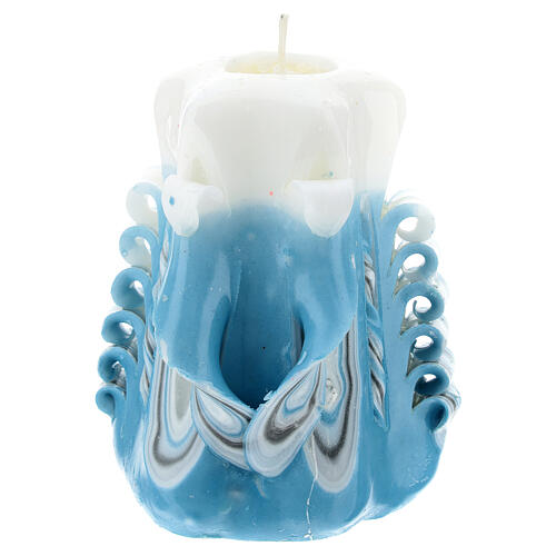 Light blue Medjugorje candle 11x7 cm 4