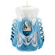 Light blue Medjugorje candle 11x7 cm s1