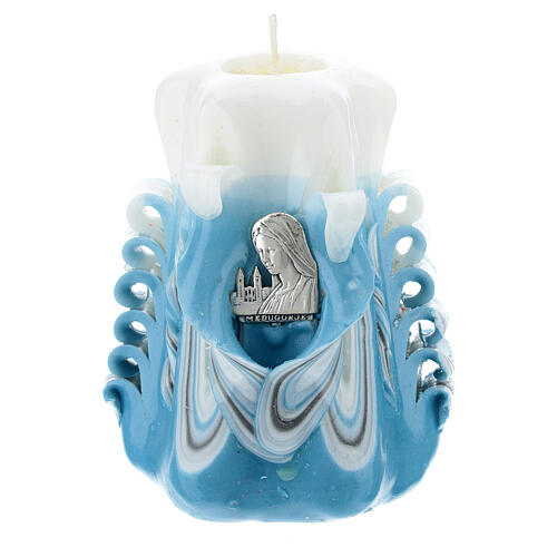 Light blue Medjugorje candle 11x7 cm 1