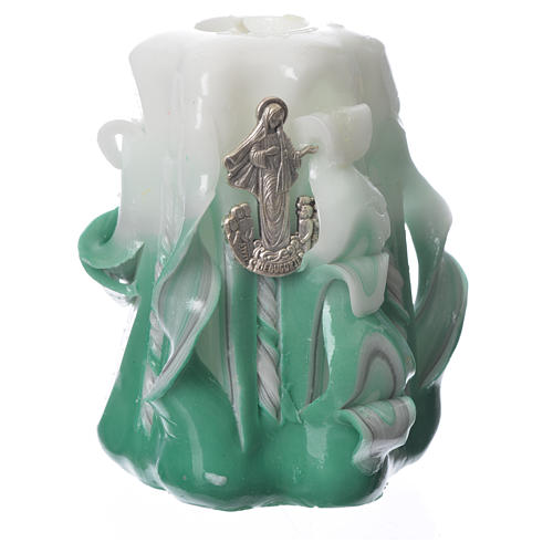 Medjugorje candle green wax 11x7 1