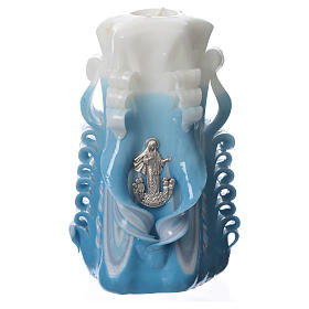 Cruzes e Ímanes: Vela Medjugorje cor azul 16x8 cm