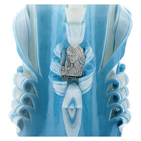 Cruzes e Ímanes: Vela Medjugorje cor azul 16x8 cm