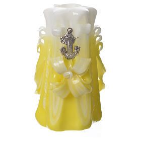 Cruzes e Ímanes: Vela Medjugorje cor amarela 16x8 cm