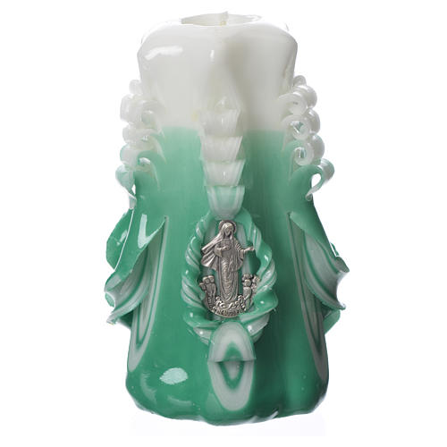 Medjugorje candle green 16x8 cm 1